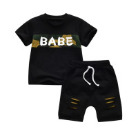 Комплект летней одежды для младенцев, маленьких мальчиков, хлопковая Футболка с буквенным принтом и шорты, повседневная одежда для новорожденных