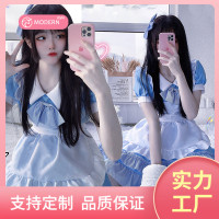 蓝白女仆装cosplay动漫服装洛丽塔软妹日系可爱 Lolita连衣裙