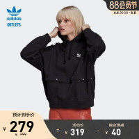 adidas官方outletsAdidas三葉草女運動短款連帽套頭休閒上衣HC5435