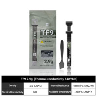 Термоправая термопаста TF9 1,5/2,9 г, 14 Вт/м. K, охлаждающая паста для ЦП/ГП для компьютера, ноутбука, графической карты, охлаждающая паста со скребком