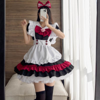 万圣节吸血鬼小恶魔女仆 Lolita哥特风黑红女仆cos动漫角色扮演服