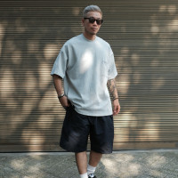 Gnomes lab 21SS 300g玲瓏珠地面料寬鬆廓形圓領短袖日系復古國潮