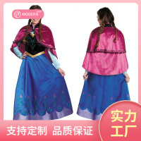 S-4XL万圣节服装冰雪奇缘cosplay安娜连衣裙角色扮演女王演出服