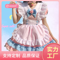 2023新款日常动漫超萌粉色女仆装可爱Lolita女装萝莉塔套装连衣裙