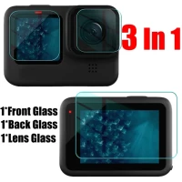 1-9 шт. HD закаленное стекло для защиты экрана для GoPro Hero 12 11 10 9 Черная защитная пленка для объектива камеры Передняя Задняя стеклянная пленка