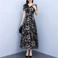 碎花雪纺连衣裙女2023夏季新款时尚气质洋气修身显瘦遮肚减龄裙子