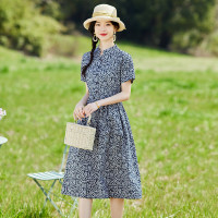复古洋气减龄碎花棉质连衣裙女夏季2023新款中年妈妈遮肚显瘦裙子