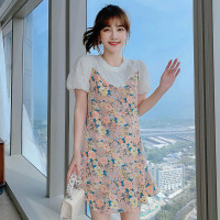 小个子雪纺碎花鱼尾泡泡袖连衣裙女夏2023新款春款甜美气质小裙子