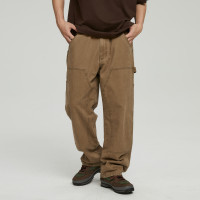 WASSUP雙膝工裝長褲子b01伐木工男裝復古潮牌直筒運動美式牛仔褲