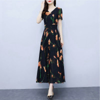 阔太太碎花雪纺连衣裙女显瘦减龄遮肉大码女装2023年新款夏天长裙