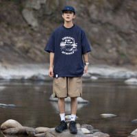 270G日系印花夏季休閒短袖T恤衫ins復古男女圓領半截袖 學生衣服