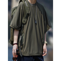 FromTomorrow日系復古山系速乾鏤空拼接寬鬆男女夏季短袖T恤潮牌t