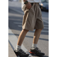 Nobodyknows夏季日系基礎純色雙摺休閒百搭男潮cityboy五分褲短褲