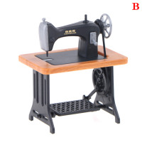 Миниатюрная мебель для кукольного домика, деревянная швейная машина с ниткой, ножницами, аксессуары для кукольного домика, игрушки для девочек