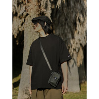 危機青年 300g重磅純色短袖T恤男女 日系復古寬鬆休閒圓領半袖tee