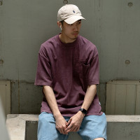 UrbanStandard日系重磅水洗蠟染短袖T恤男夏季寬鬆多口袋上衣300g