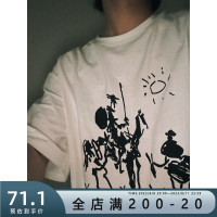 Longroad *堂·吉訶德*經典文學手繪小眾設計短袖tee日系純棉T恤