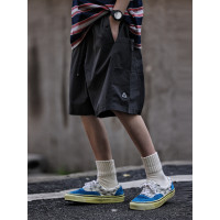 Nobobodyknows夏季日系運動速乾短褲寬鬆潮小車標貼寬鬆休閒五分褲