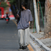 你初戀老王 日系T恤男250g重磅短袖復古戶外口袋基礎寬鬆上衣潮牌