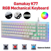 Игровая клавиатура Gamakay K77, популярная Механическая Проводная клавиатура RGB Tyce-C, переключатель Gateron, NKRO, полупрозрачное стекло, 32K ROM