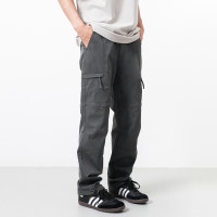 RAIN EDM美式高街戶外機能工裝褲男復古潮牌抽繩直筒寬鬆vibe褲子