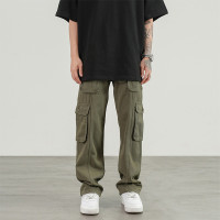 WARPWEFT 美式立體多口袋直筒工裝褲男休閒街頭寬鬆闊腿長褲潮牌