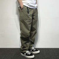 HEY MAN新款青年男士復古純色寬鬆直筒褲 簡約水洗休閒工作服褲長褲