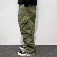 HEY MAN春季男士純色機能立體口袋工裝褲 復古寬鬆直筒休閒褲長褲
