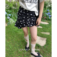 十三行特价清仓【不退换】波点高腰半身裙女褶皱碎花小短裙63582