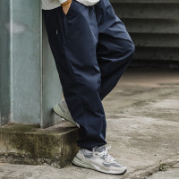 ATGM 日系休閒Cityboy風格純色錐形寬鬆微彈中腰藏青色工裝長褲男