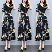 2023夏季新款大码女装胖mm碎花连衣裙收腰显瘦遮肚子长裙