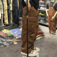 防刮抗皺！原創日系西山徹經典大地色工裝褲闊腿褲寬鬆抽繩束口褲