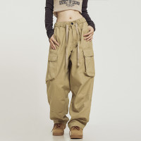 CaptianBeer 美式復古多口袋工裝褲男女寬鬆休閒褲垂感闊腿褲拖地