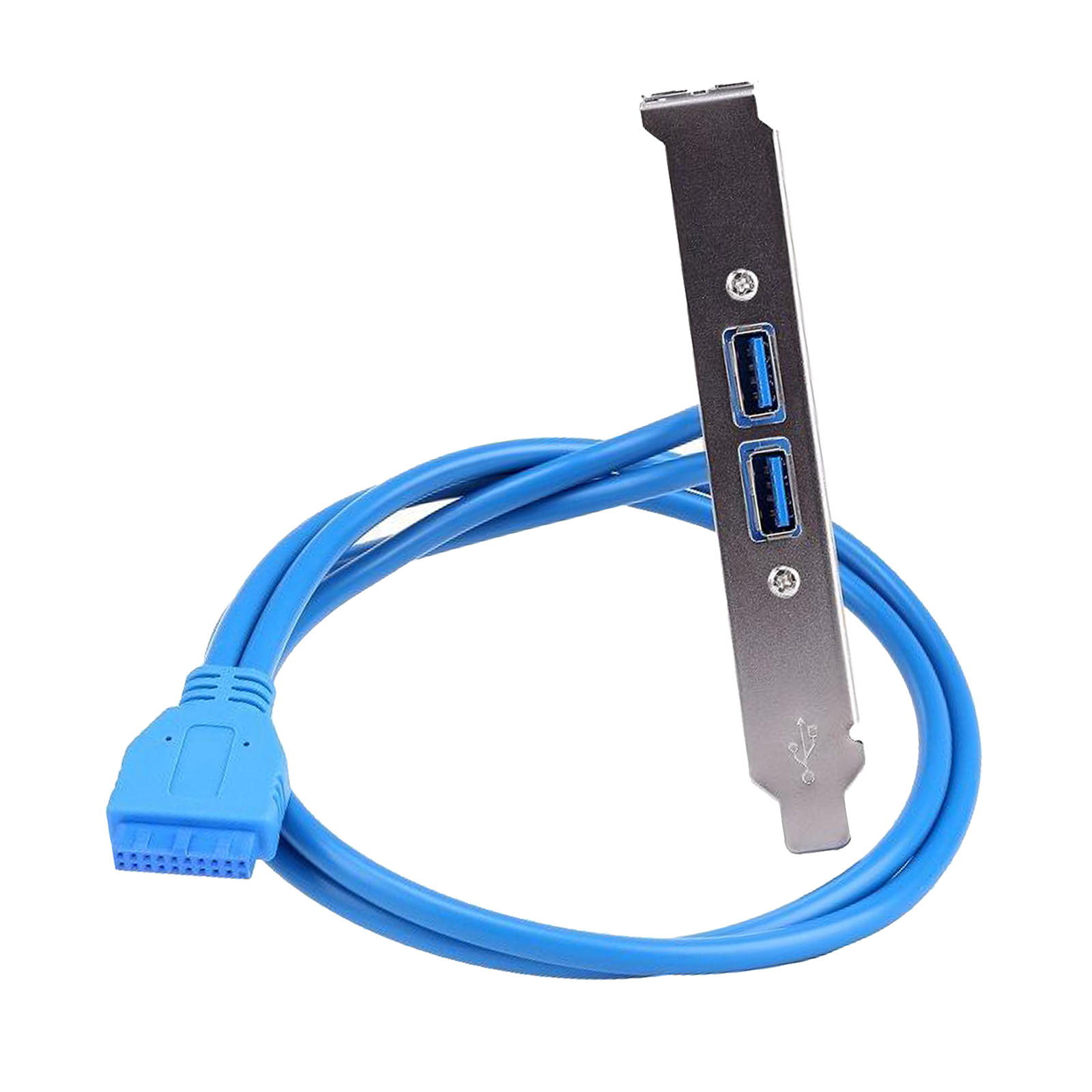 Dual 2 Ports USB 3.0 Female Back Panel Mount to 20pin 20-Pin Header Connector Cable with PCI Bracket 1.5ft