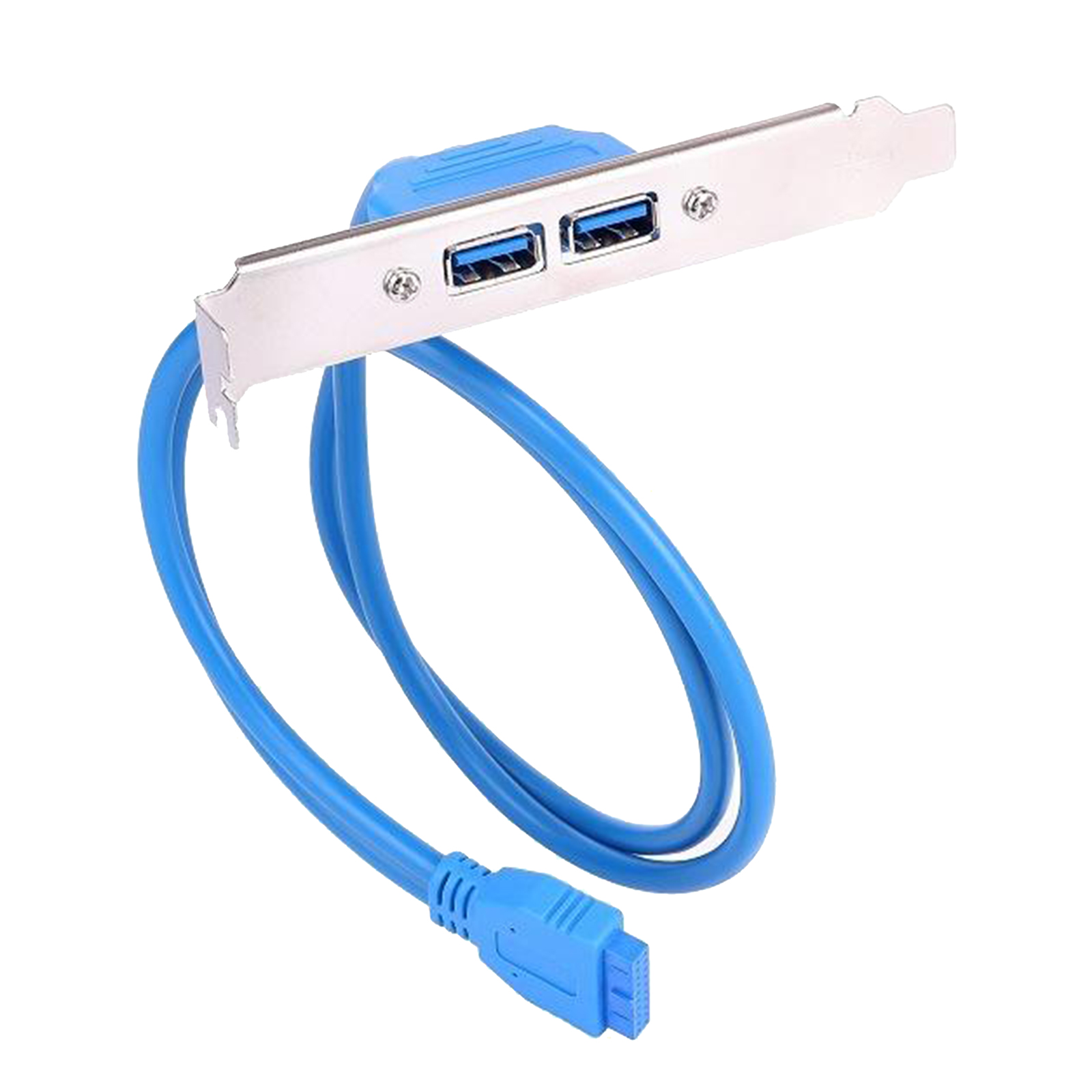 Dual 2 Ports USB 3.0 Female Back Panel Mount to 20pin 20-Pin Header Connector Cable with PCI Bracket 1.5ft