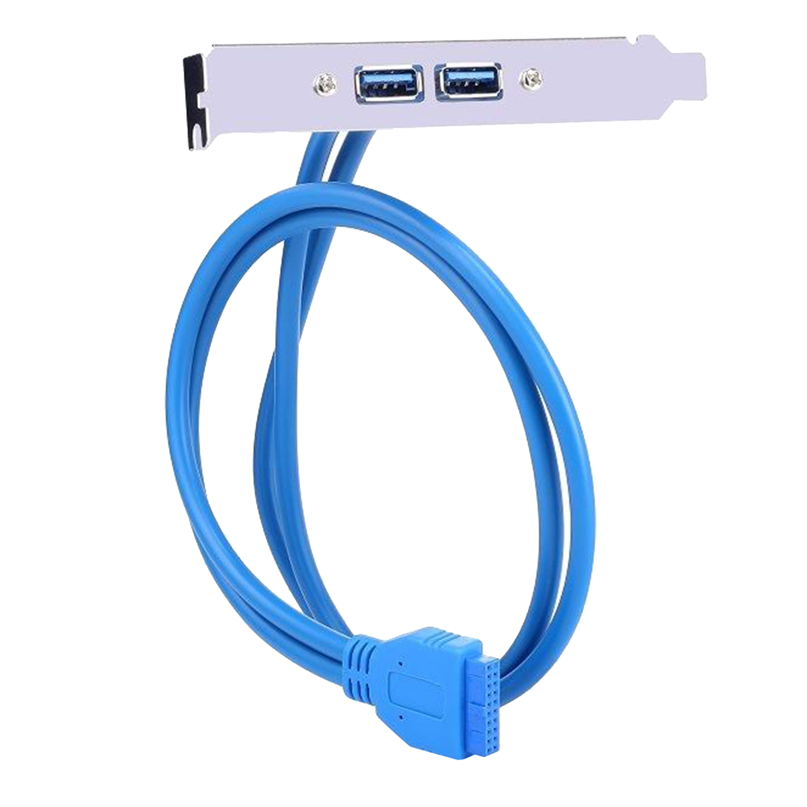 Dual 2 Ports USB 3.0 Female Back Panel Mount to 20pin 20-Pin Header Connector Cable with PCI Bracket 1.5ft