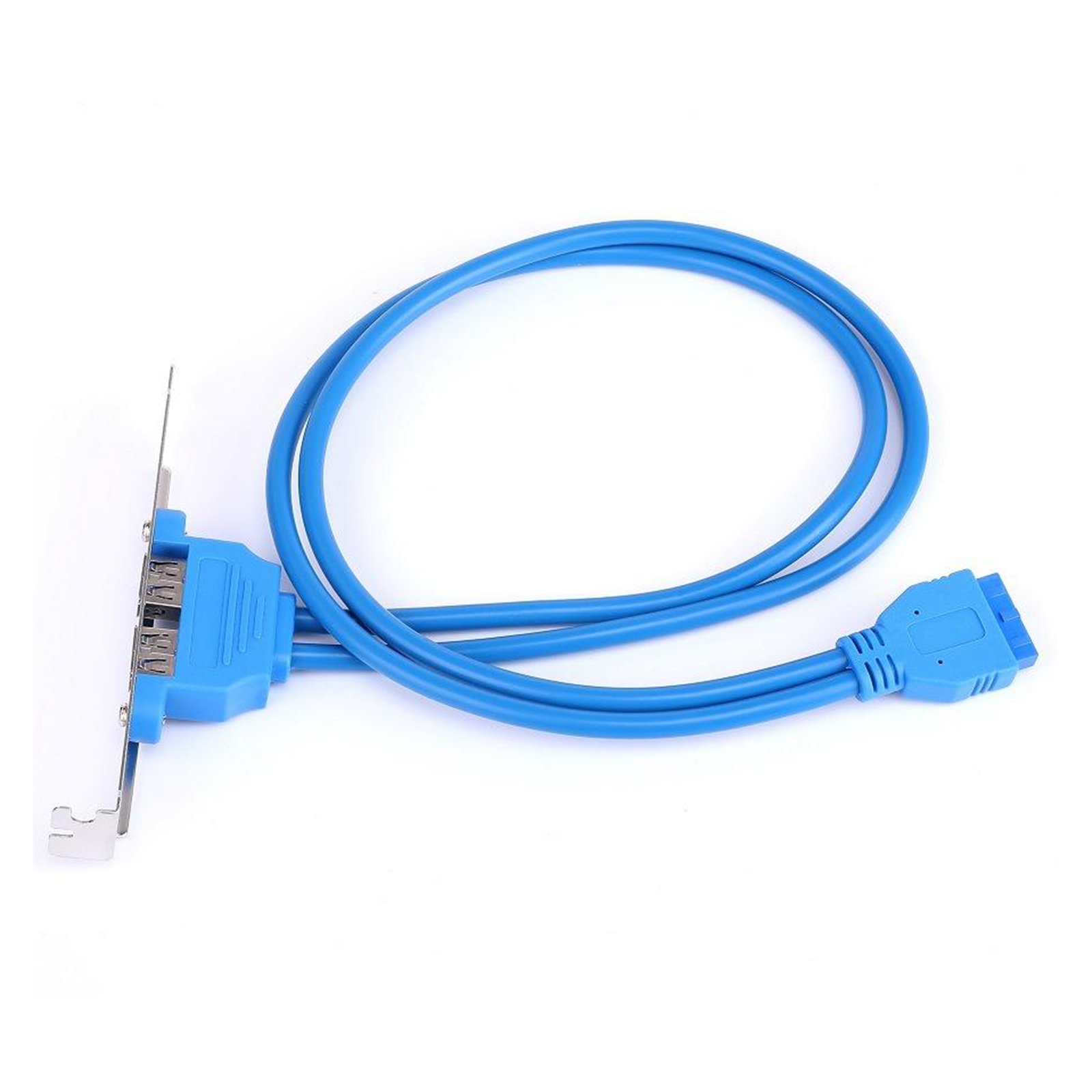 Dual 2 Ports USB 3.0 Female Back Panel Mount to 20pin 20-Pin Header Connector Cable with PCI Bracket 1.5ft