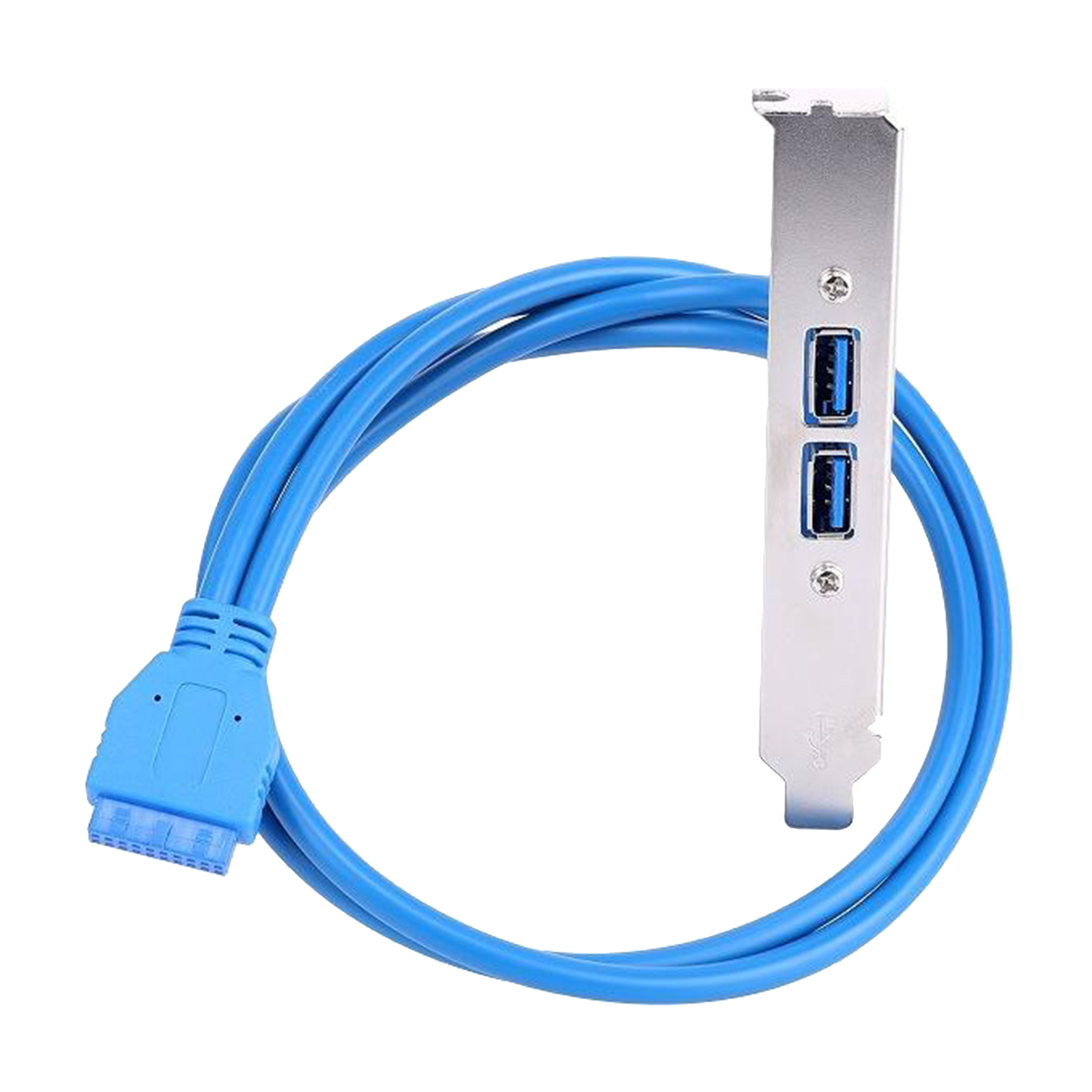 Dual 2 Ports USB 3.0 Female Back Panel Mount to 20pin 20-Pin Header Connector Cable with PCI Bracket 1.5ft