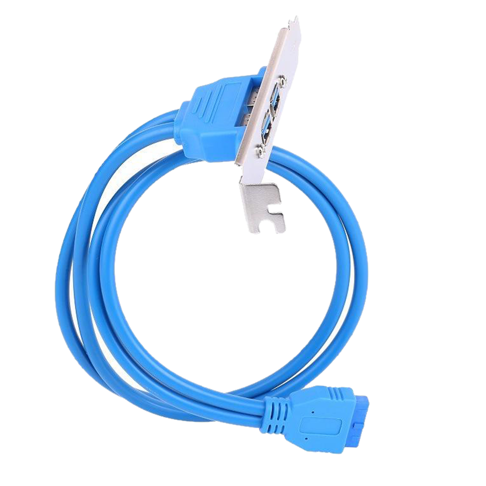 Dual 2 Ports USB 3.0 Female Back Panel Mount to 20pin 20-Pin Header Connector Cable with PCI Bracket 1.5ft