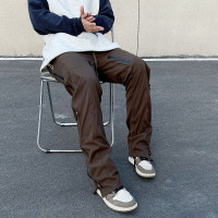 美式高街vibe側拉鍊衝鋒褲工裝褲機能潮牌男女寬鬆直筒休閒褲ins