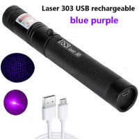 Портативное мощное лазерное оборудование USB Перезаряжаемый Лазер Фиолетовый Красный Ультра-дальность 10000 м 5 мВт Регулируемый лазерный фокус 303 лазер