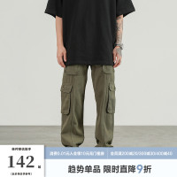BLACK OF EXIT美式復古立體口袋直筒工裝褲男女國潮做舊休閒軍褲