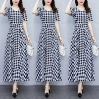 2023夏季新款高档碎花雪纺连衣裙长款大码胖mm收腰显瘦遮肚子长裙