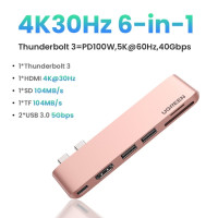 USB-концентратор UGREEN usb-c, Thunderbolt 3, USB Type-C, HDMI, для MacBook Pro, usb-хаб