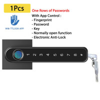 Дверной замок TTLock с отпечатком пальца, электронный металлический замок с 2 ключами, управление через приложение, биометрическая ручка, цвет черный, 1 шт.