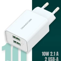 Зарядное устройство U400, 2.1A, 2 USB, белый 10.122