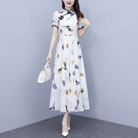 改良版旗袍2023年新款年轻款高端气质妈妈雪纺碎花连衣裙女夏季