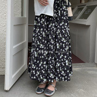 十三行清仓不退不换夏款褶皱碎花半身裙高腰垂感复古长裙Y085