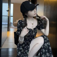 伊莎曼 SS /春天仙女裙收腰显瘦碎花开衩法式连衣裙