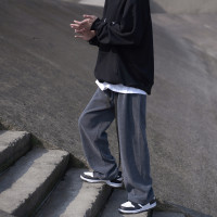 E禾子先生春秋男士休閒褲日系純色百搭潮牌垂感直筒褲ins情侶長褲